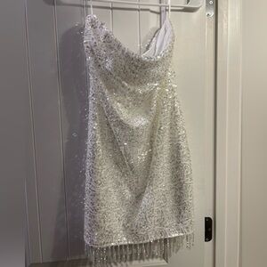 Fashion Nova white sequin mini dress